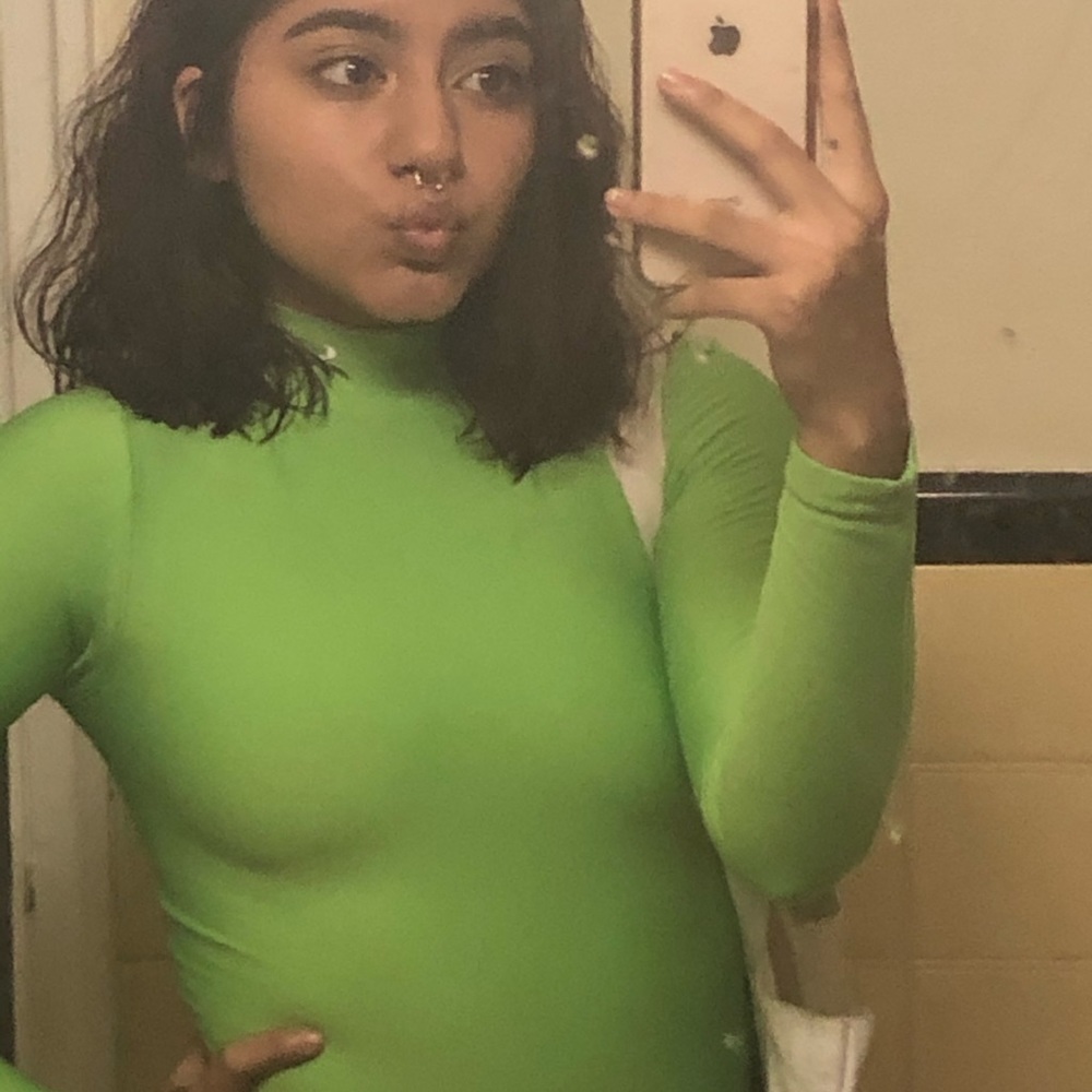 Green turtle neck